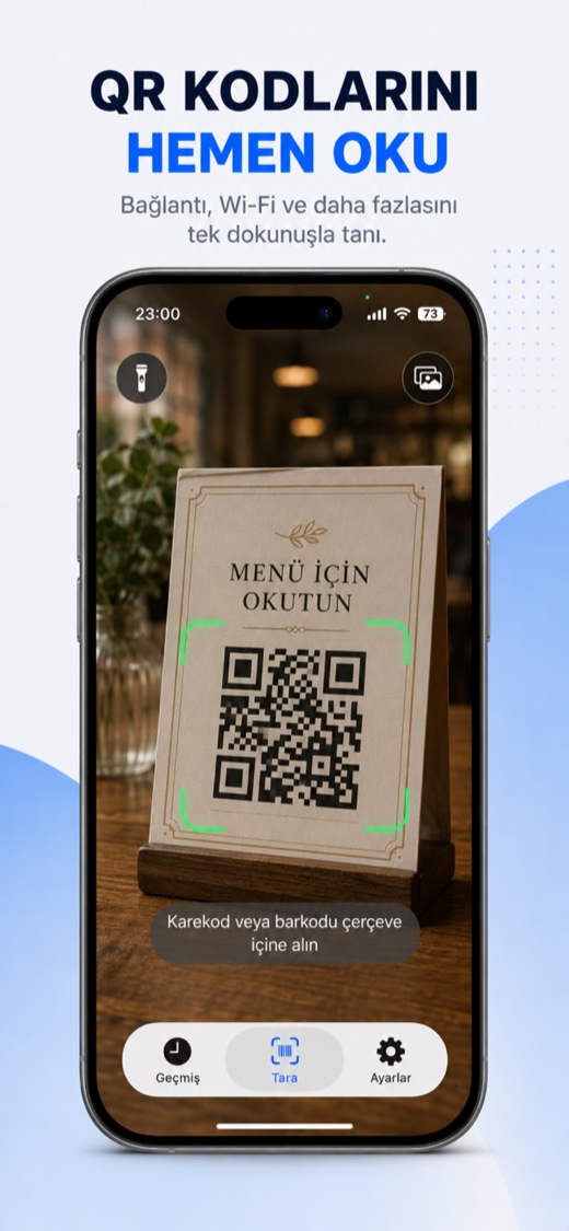 Barcode Scanner screenshot — reading a QR code live with the camera